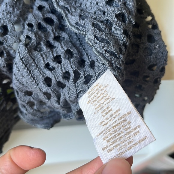 Free People Beach Large Love Song Crochet Gray Hi Lo Cardigan Sweater - Picture 6 of 6